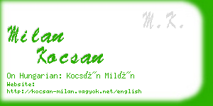 milan kocsan business card